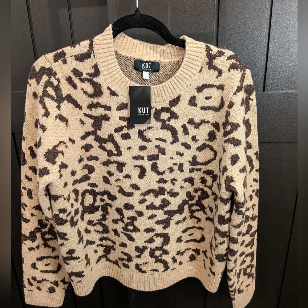 Kut from the Kloth Women's Leopard Print Sweater - Cream and Brown